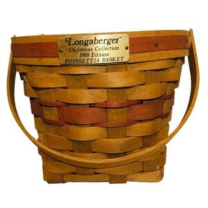 Longaberger Handwoven Basket -1988 Poinsettia Christmas Collection